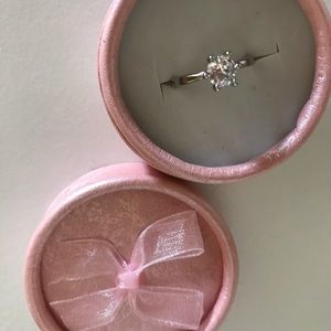 1 caret CZ solitaire silver ring Size 6